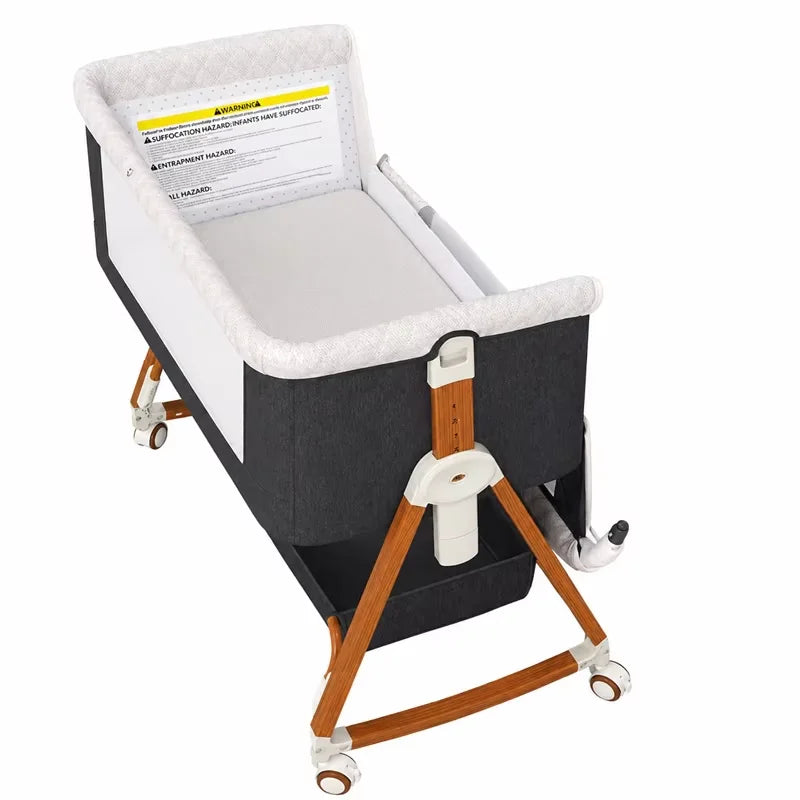 Baby Bassinet 3 in 1 Foldable Portable Bedside Crib Rocking
