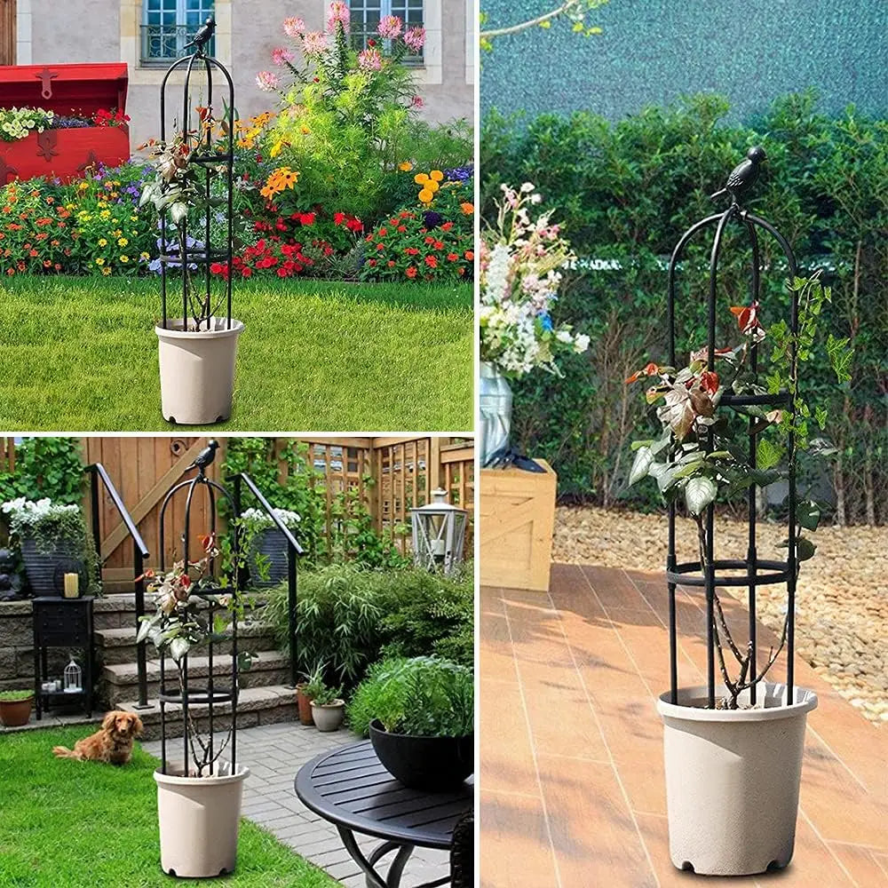 6ft Garden Obelisk Trellis for Climbing Plants in Black