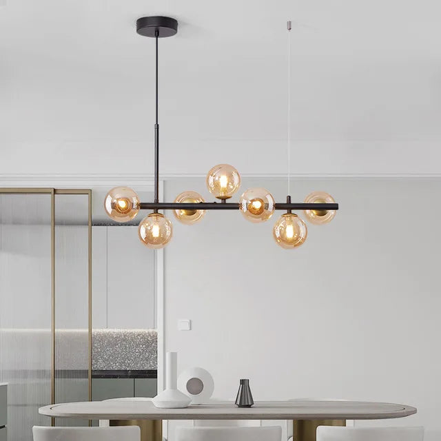 Nordic Modern LED Pendant Gold Glass Ball 11 Heads Lamp