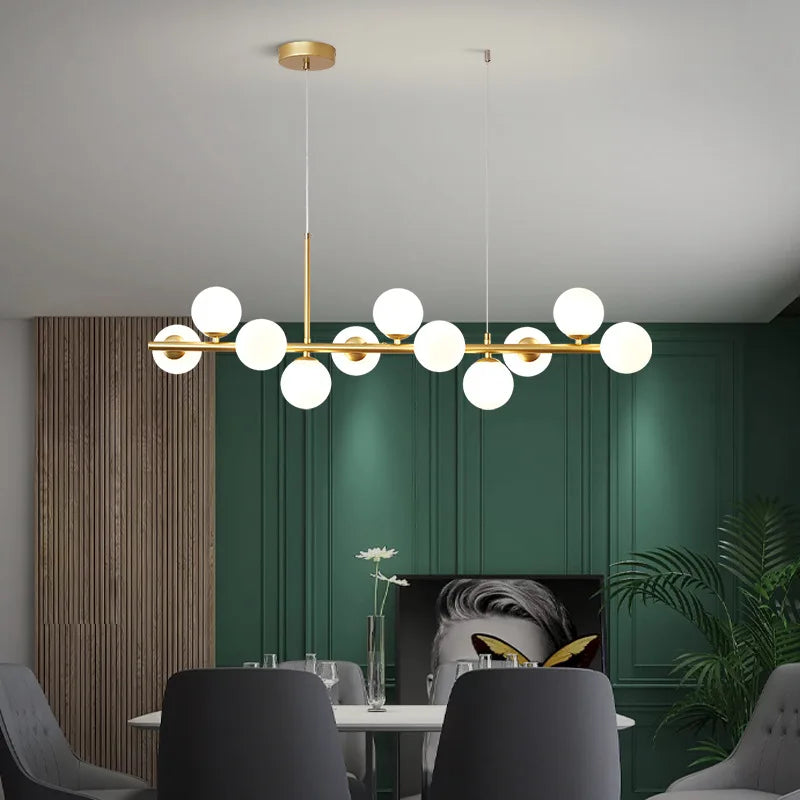Nordic Modern LED Pendant Gold Glass Ball 11 Heads Lamp