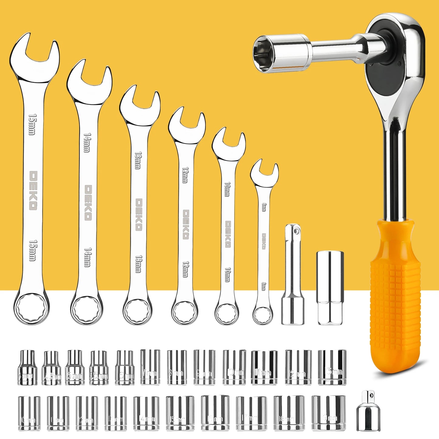 DEKODIY 228Pcs Socket Wrench Auto Repair Tool Kit Set