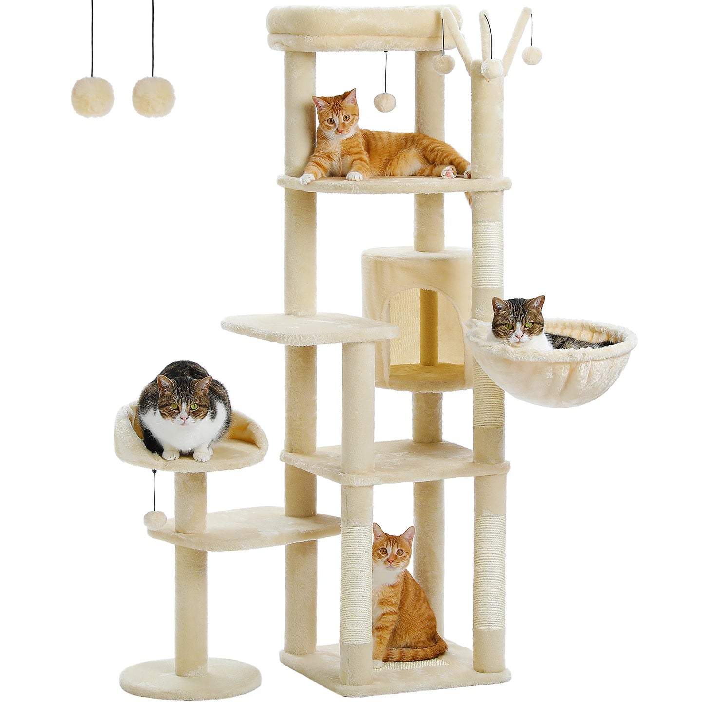 PEQULTICN Multi Level Cat Tree With Scratching Post And Hammock
