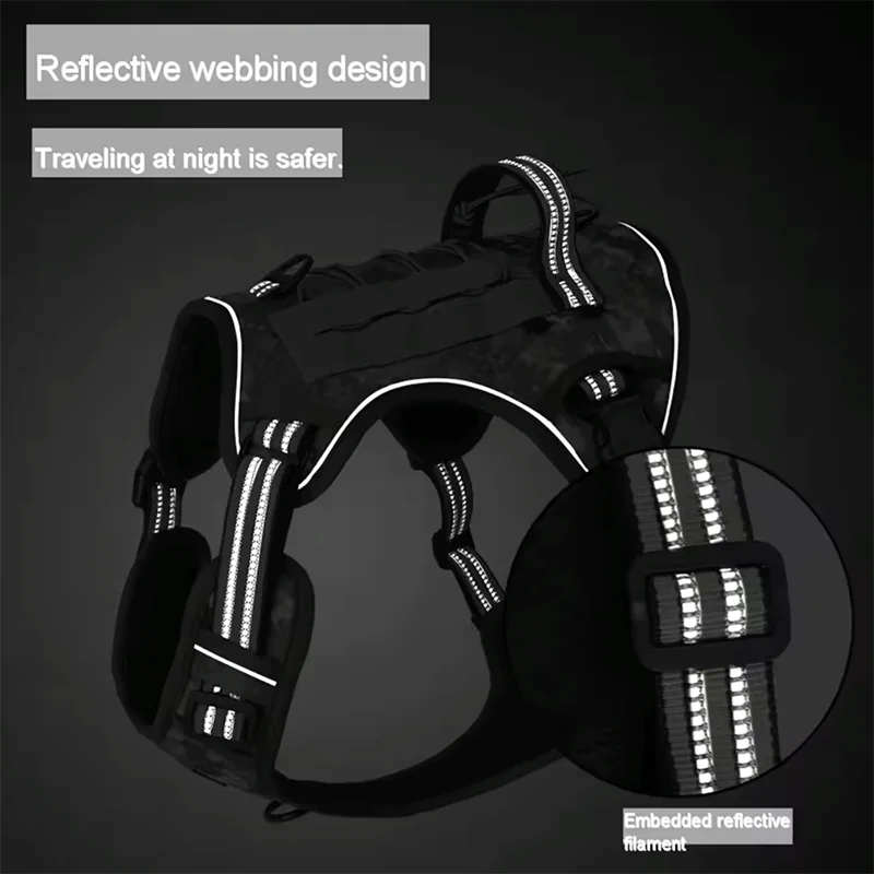 Reflective Tactical Dog Harness Adjustable No Pull Vest