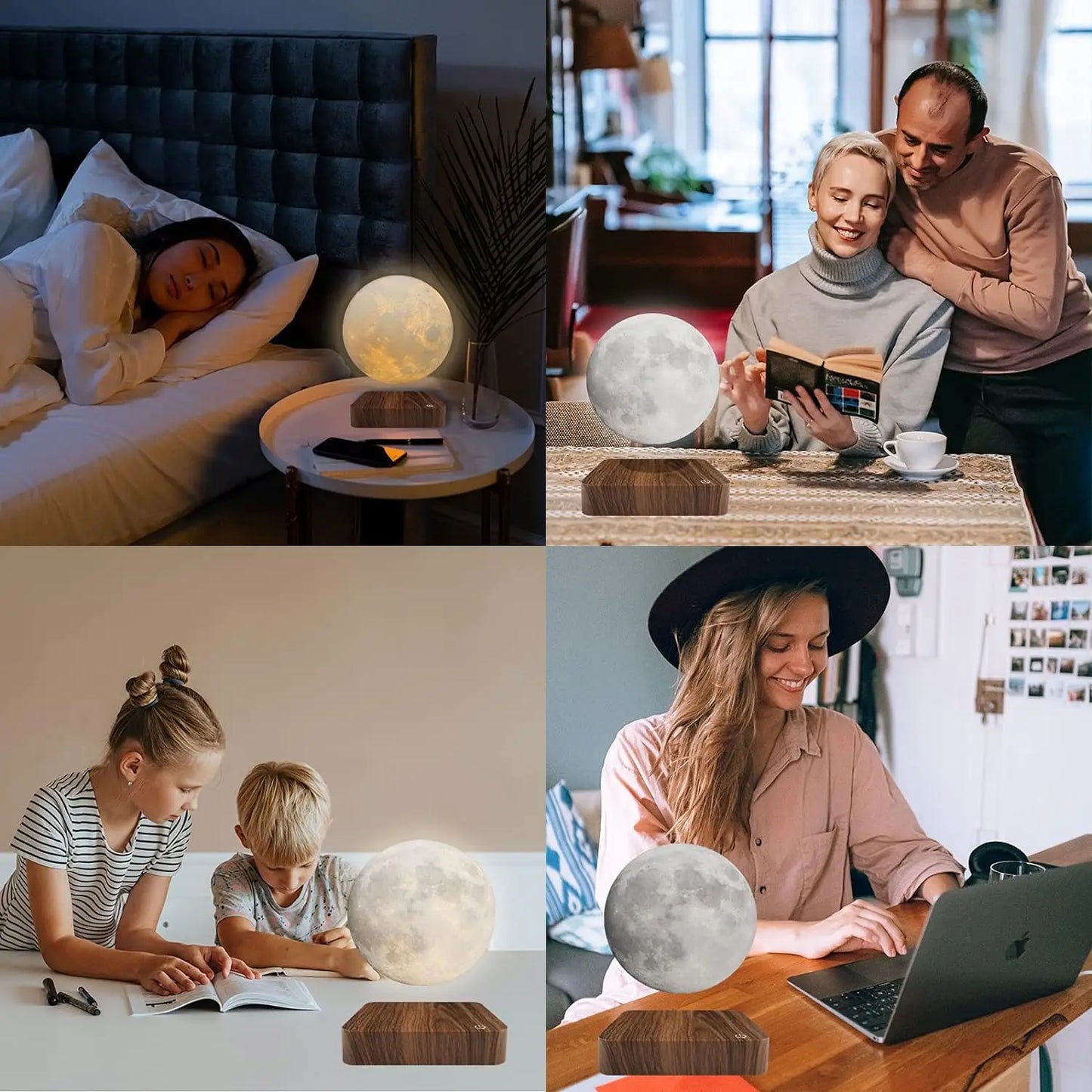 Mexllex Magnetic Floating Moon Lamp With Wooden Base Led Nightlight