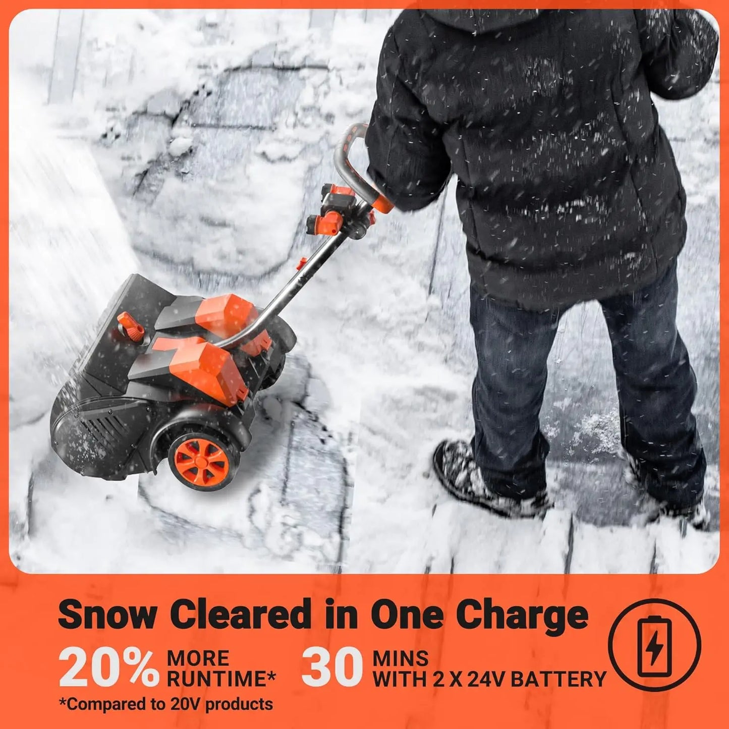 Cordless Snow Shovel 48V 16 Inch Brushless With LED Lights