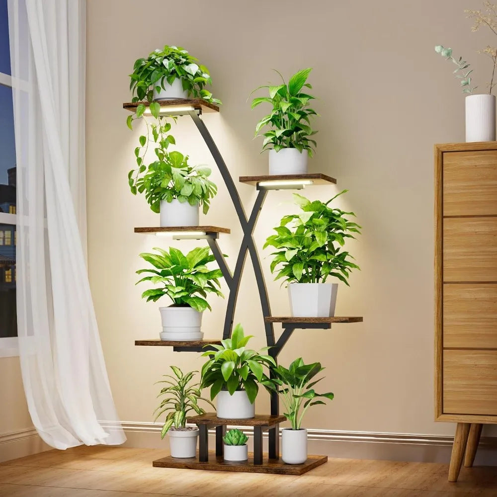 Plant Stand With Grow Lights Five Tier Corner Shelf Indoor Plants