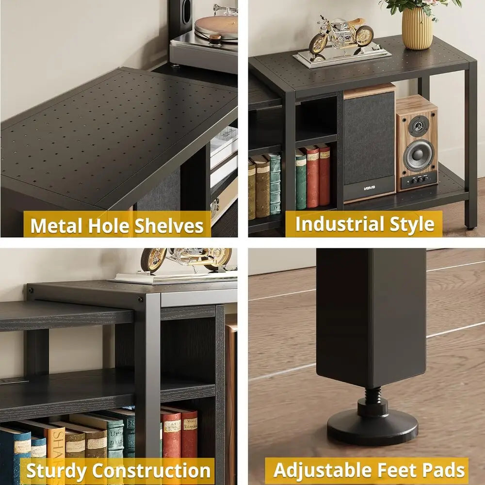 IRONCK TV Stand With Mount And Power Outlet 3 Tier Console