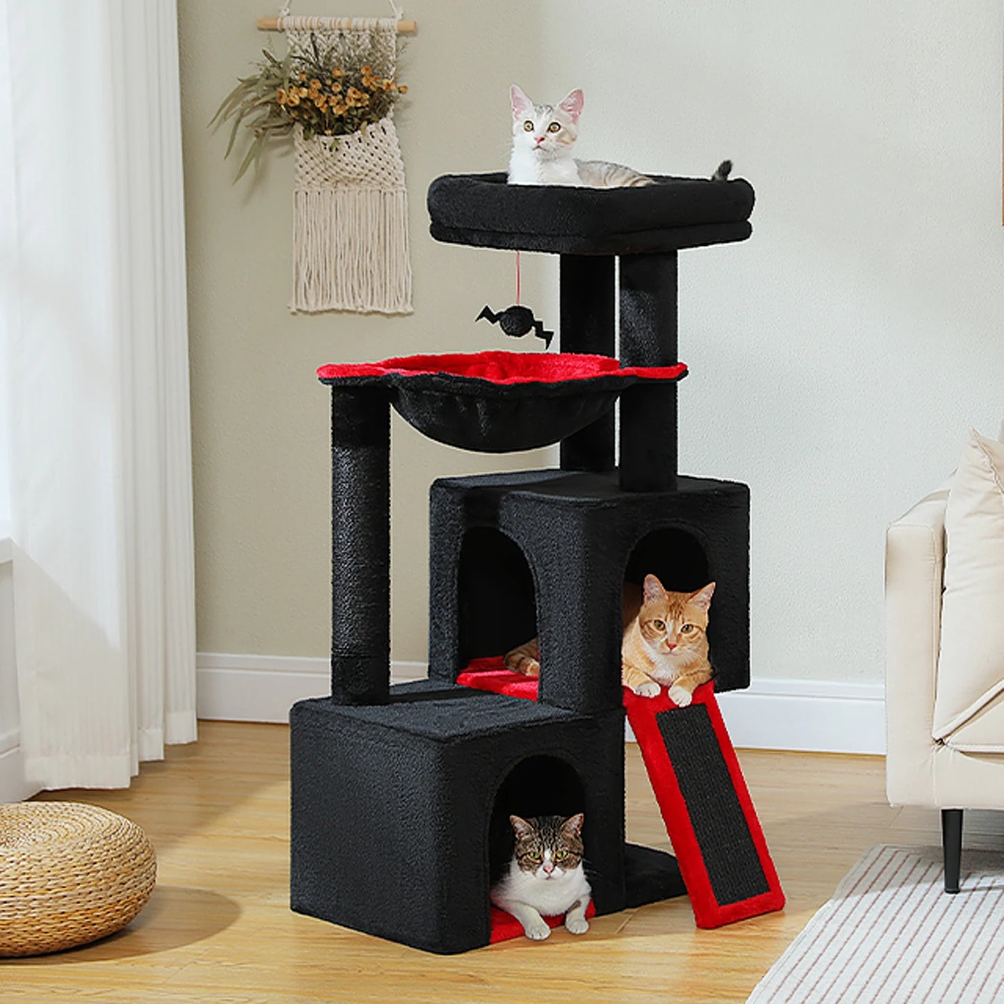 Large Multi-Level Cat Tree with Spacious Condos and Toys