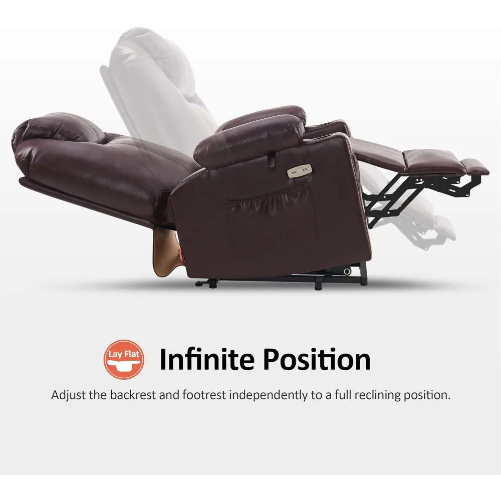 Dual Motor Lift Recliner Chair Lay Flat Massage And Heat