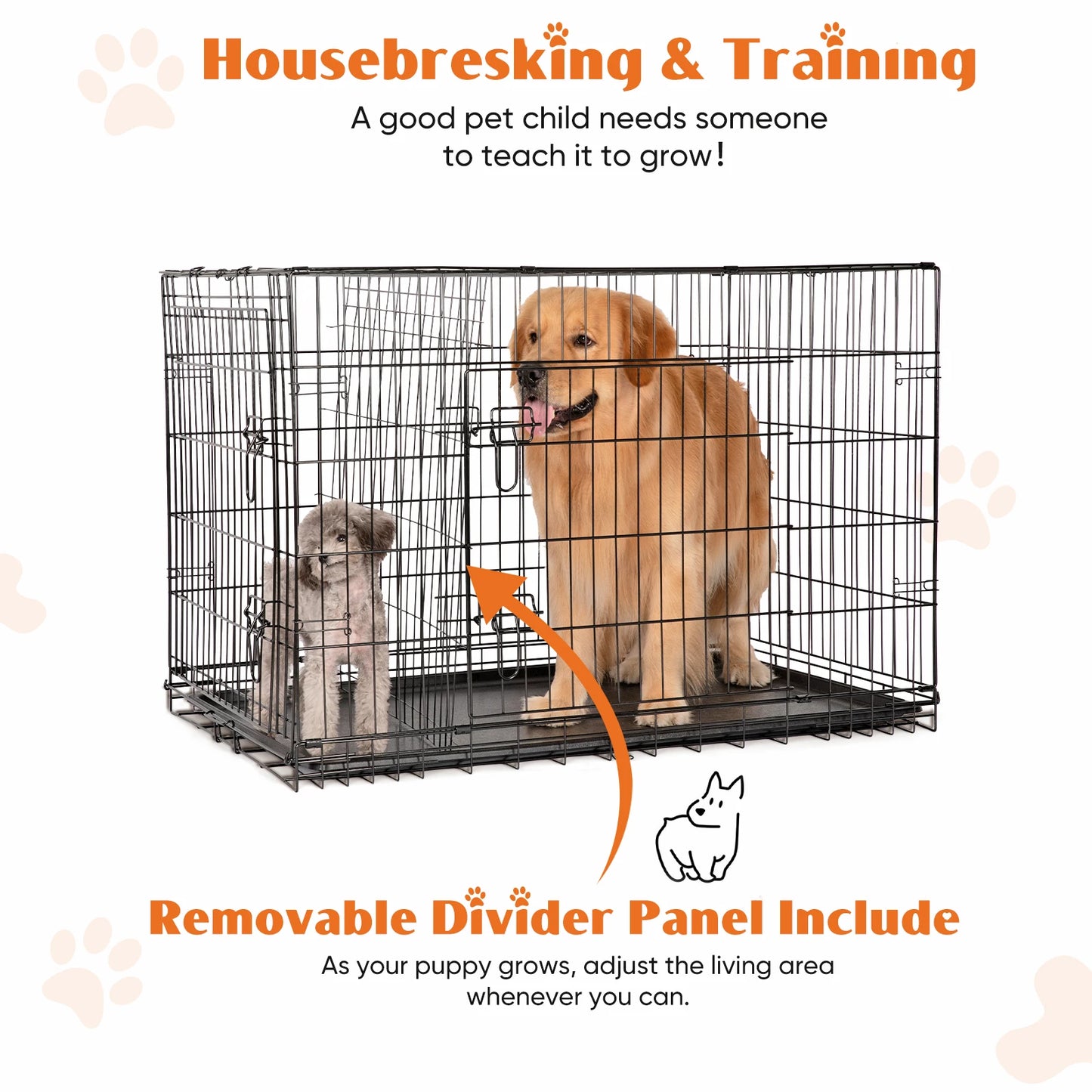 JHK Extra Large Double Door Folding Metal Dog Cage