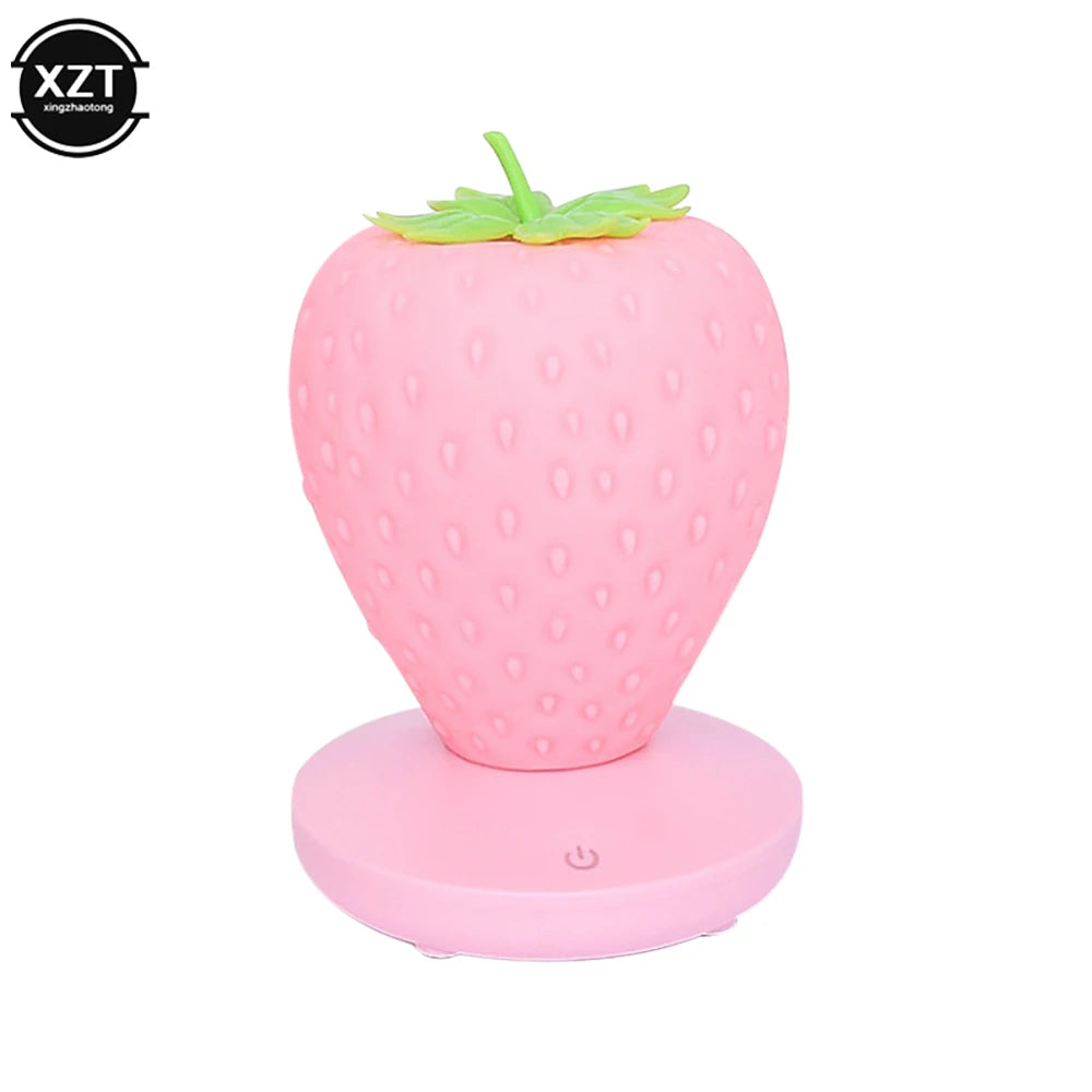 LED Strawberry Lamp Touch Sensor USB Rechargeable Dimmable Night Light