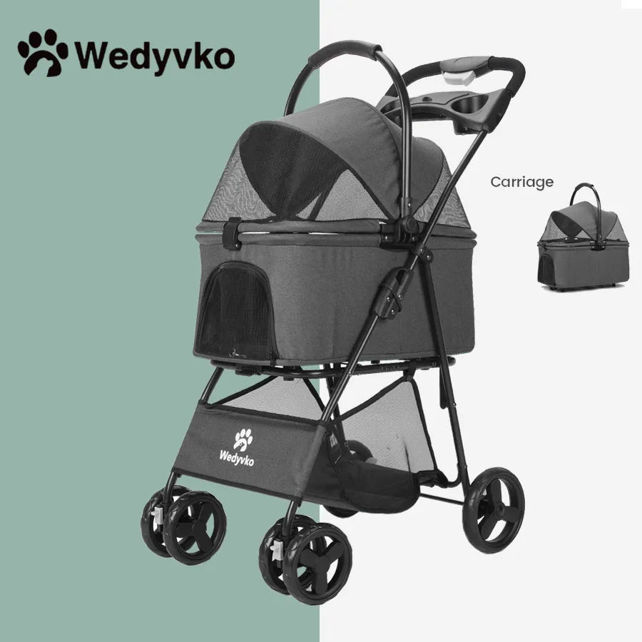 Wedyvko One-Click Folding Pet Stroller for Small Dogs