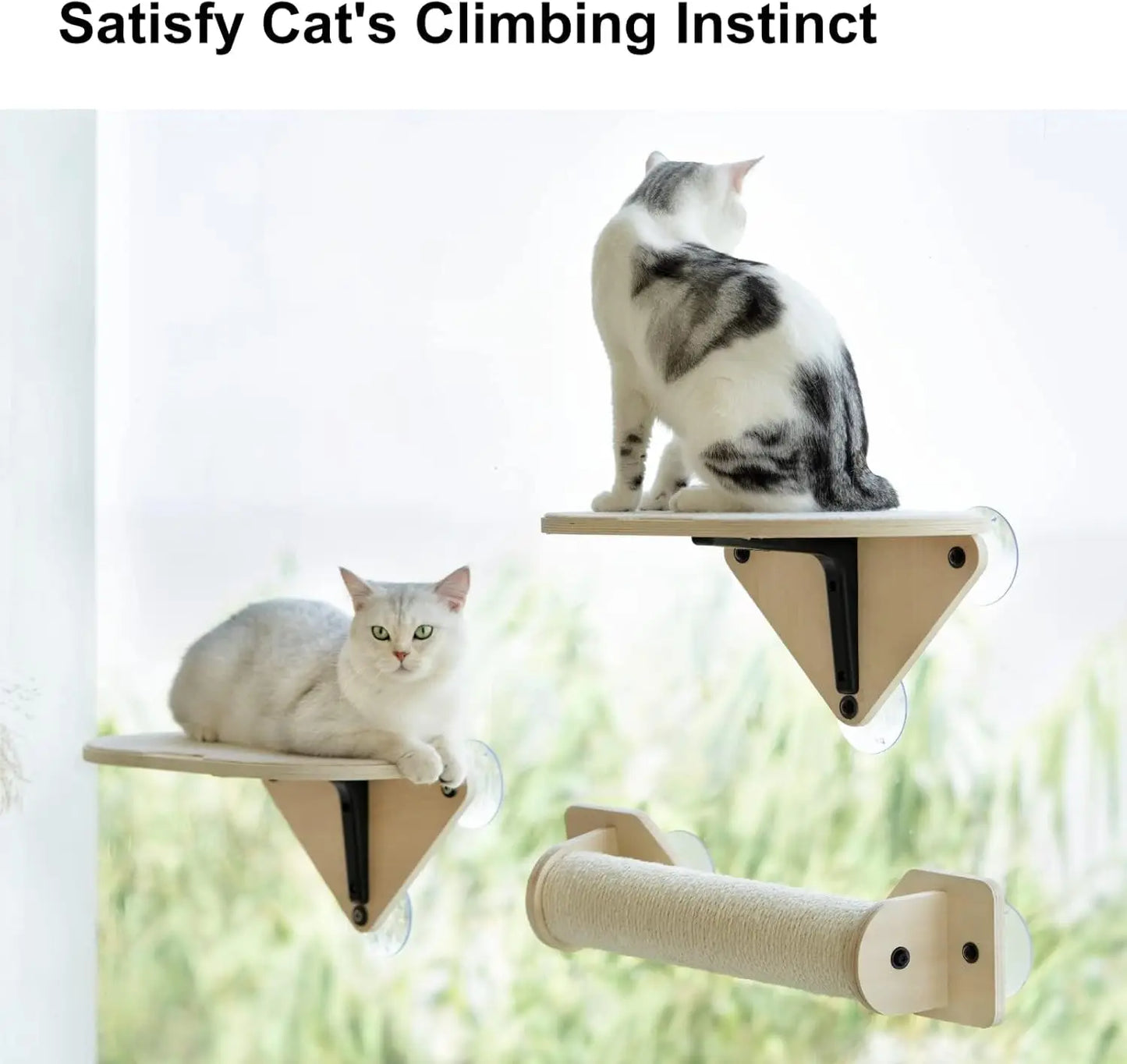Mewoofun Cat Window Perch Hammock with Climbing Steps