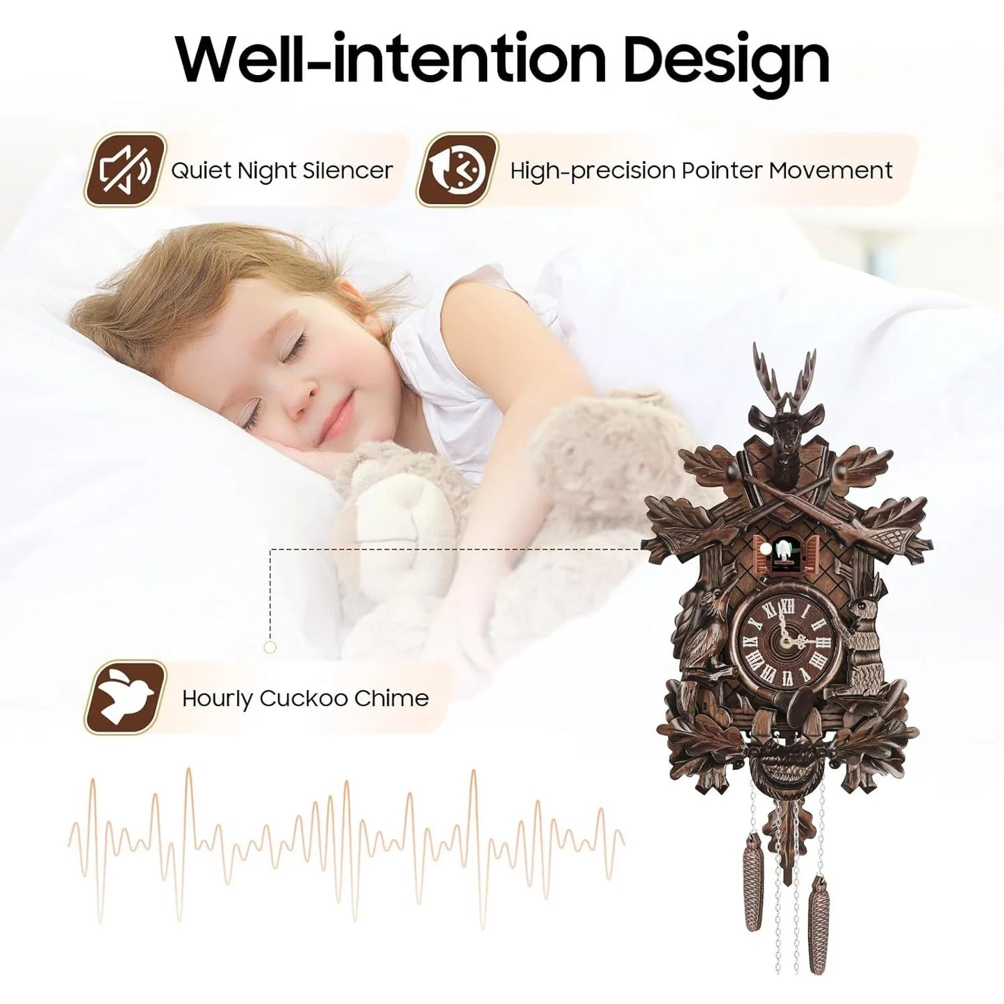 Wooden Cuckoo Clock With Pendulum Wall Clock Retro House