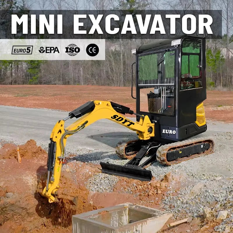 Factory Price 1.2 Ton Small Excavator Euro 5 EPA Engine