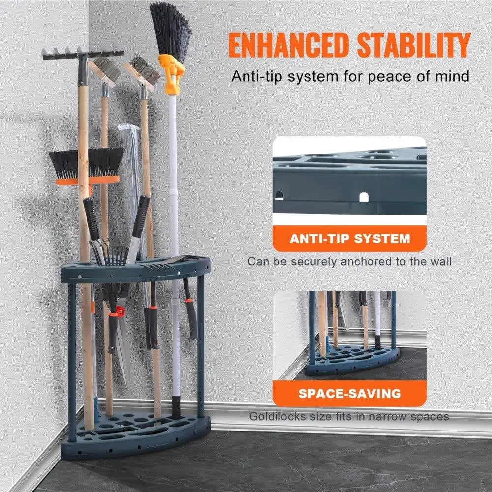 19 Slot Garden Tool Organizer Rack for Yard and Garage Storage