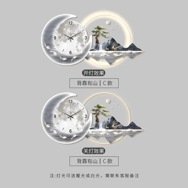 Fashion Luxury Wall Clock Chinese Style Nordic Decor Silent