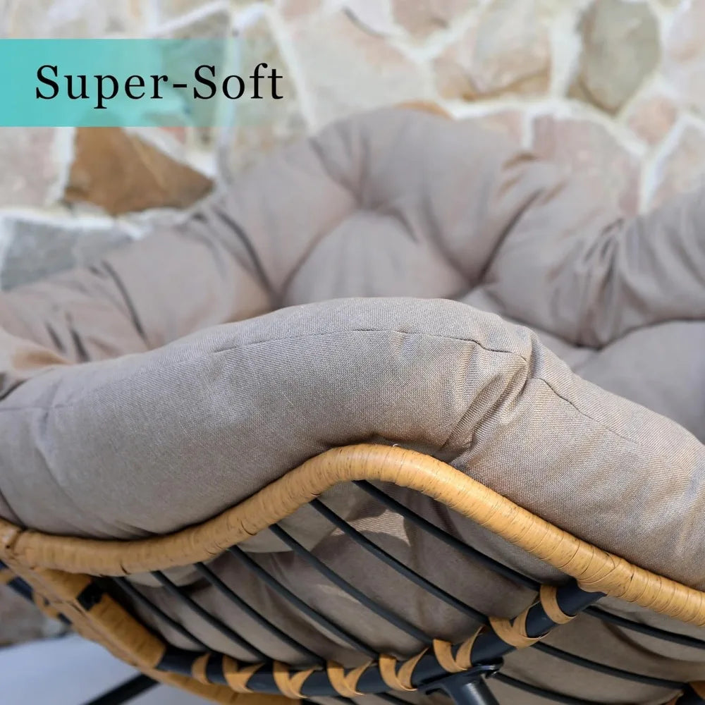 Outdoor Oversized Papasan Chair with Cushion for Relaxation