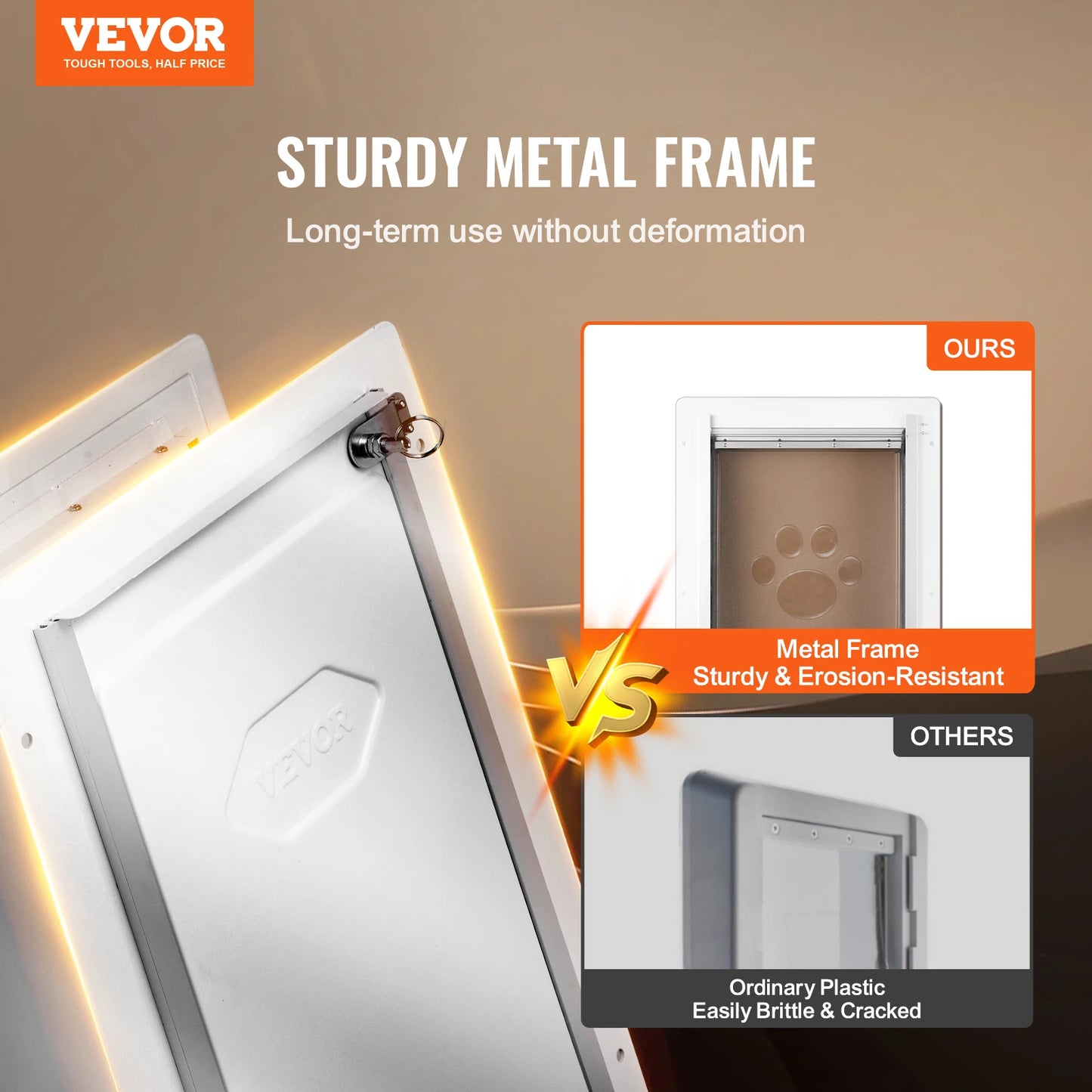 SucceBuy Metal Frame Pet Door with Lock and Weatherproof Flaps