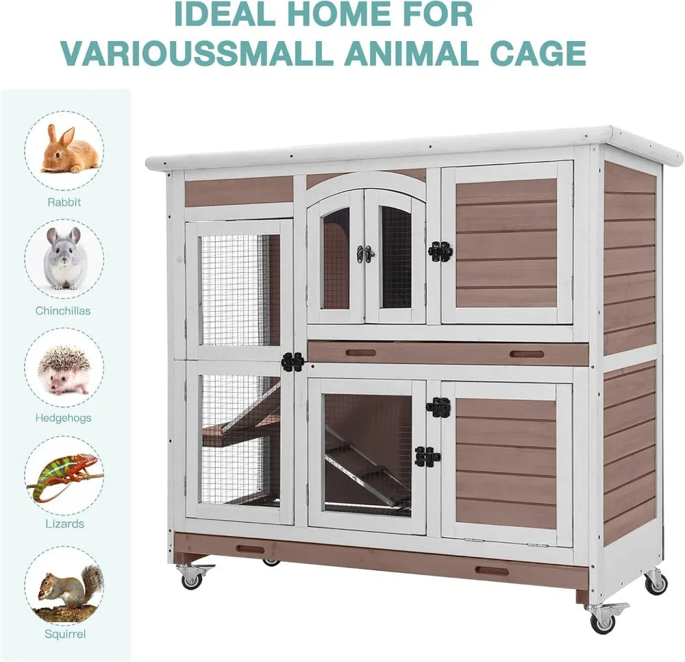 Wooden Indoor Rabbit Hutch With Ramp For Small Animals