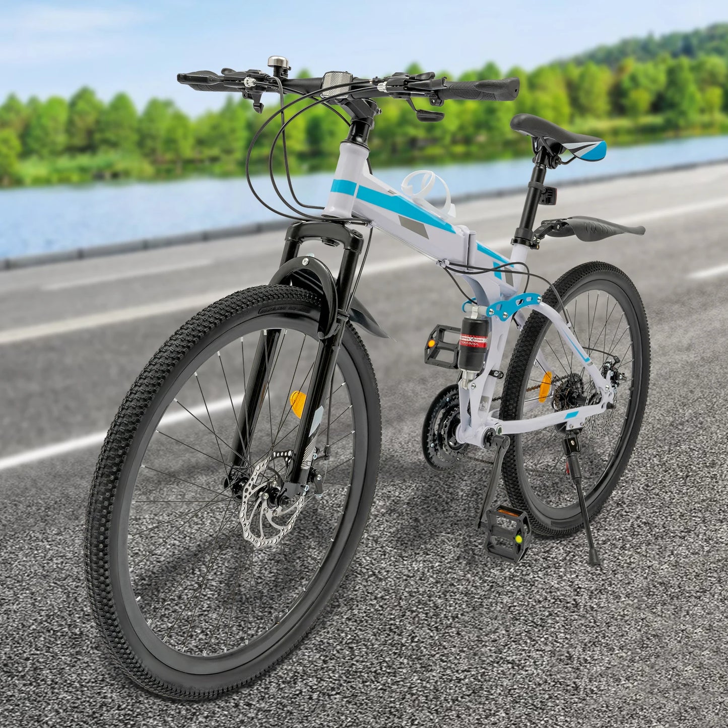 Foldable Mountain Bike High Carbon Steel 21 Speed Dual Disc Brakes