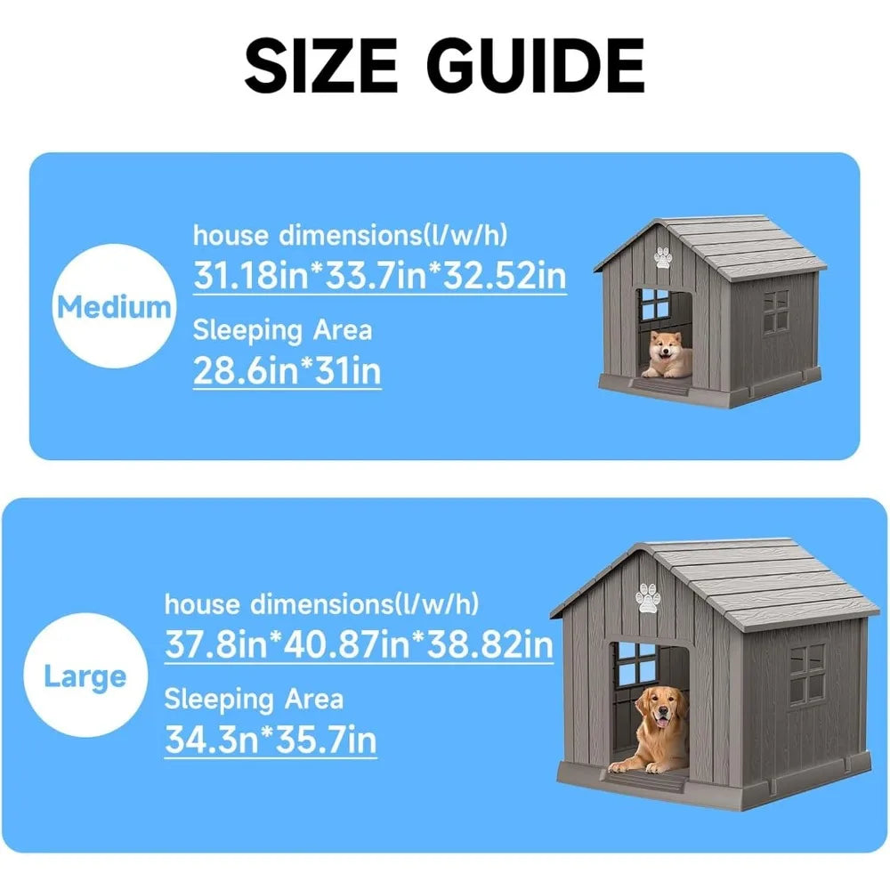 Outdoor Indoor Weatherproof Resin Dog Kennel With Air Vents