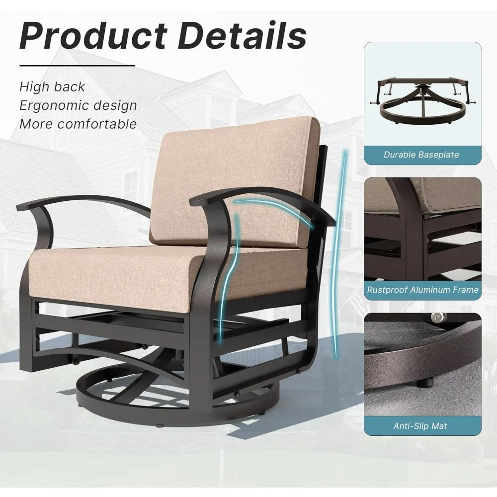 3 Piece Aluminum Patio Furniture Set With Swivel Rockers