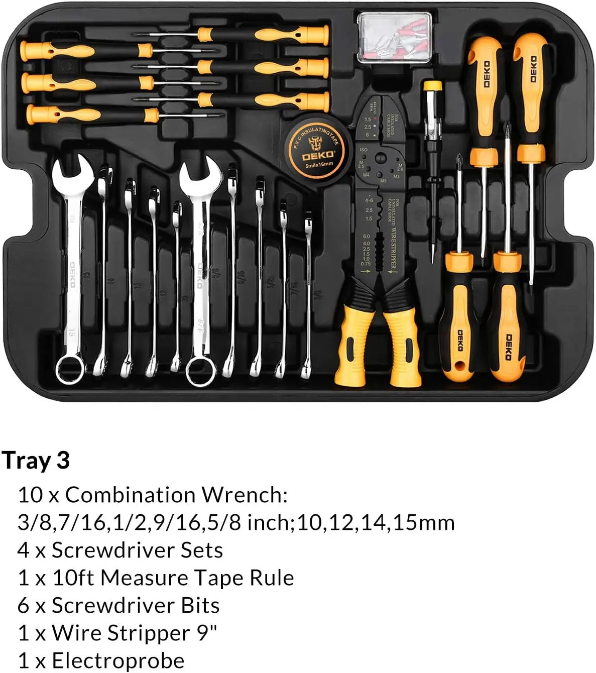DEKODIY 258-Piece Tool Kit With Rolling Tool Box