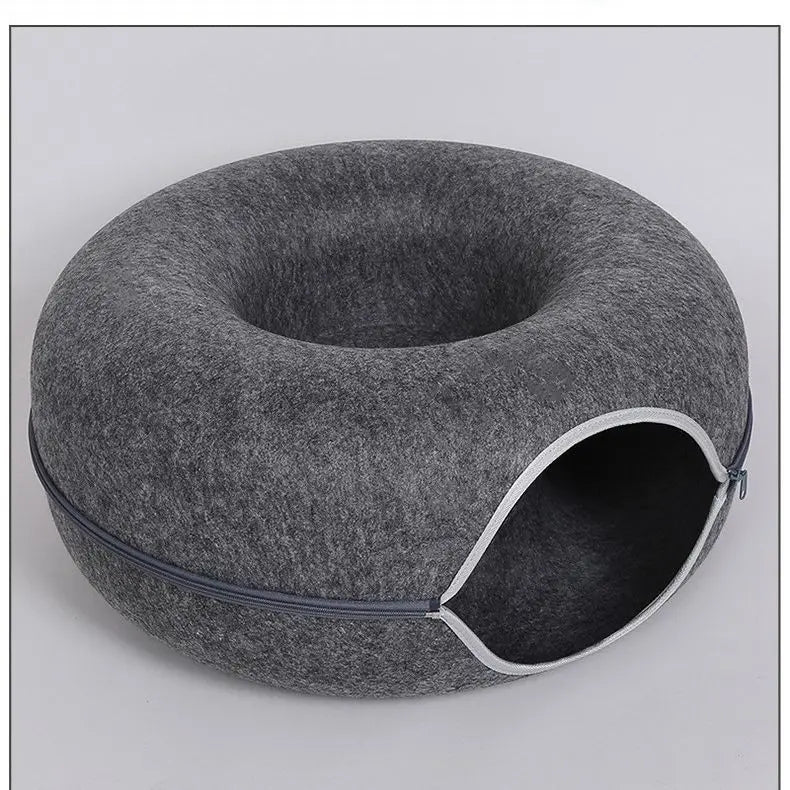 Interactive Donut Cat Bed Tunnel Indoor Pet House