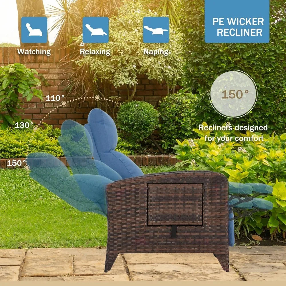 Upgraded Outdoor Recliner Chair with Adjustable Footrest