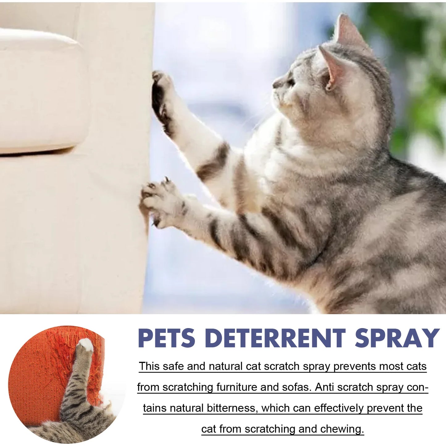 Natural Cat Scratch Deterrent Spray with Orange Fragrance