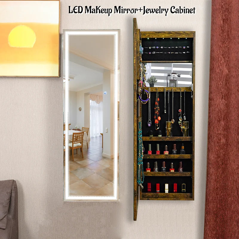 Jewelry Organizer With LED Lights Full Length Mirror