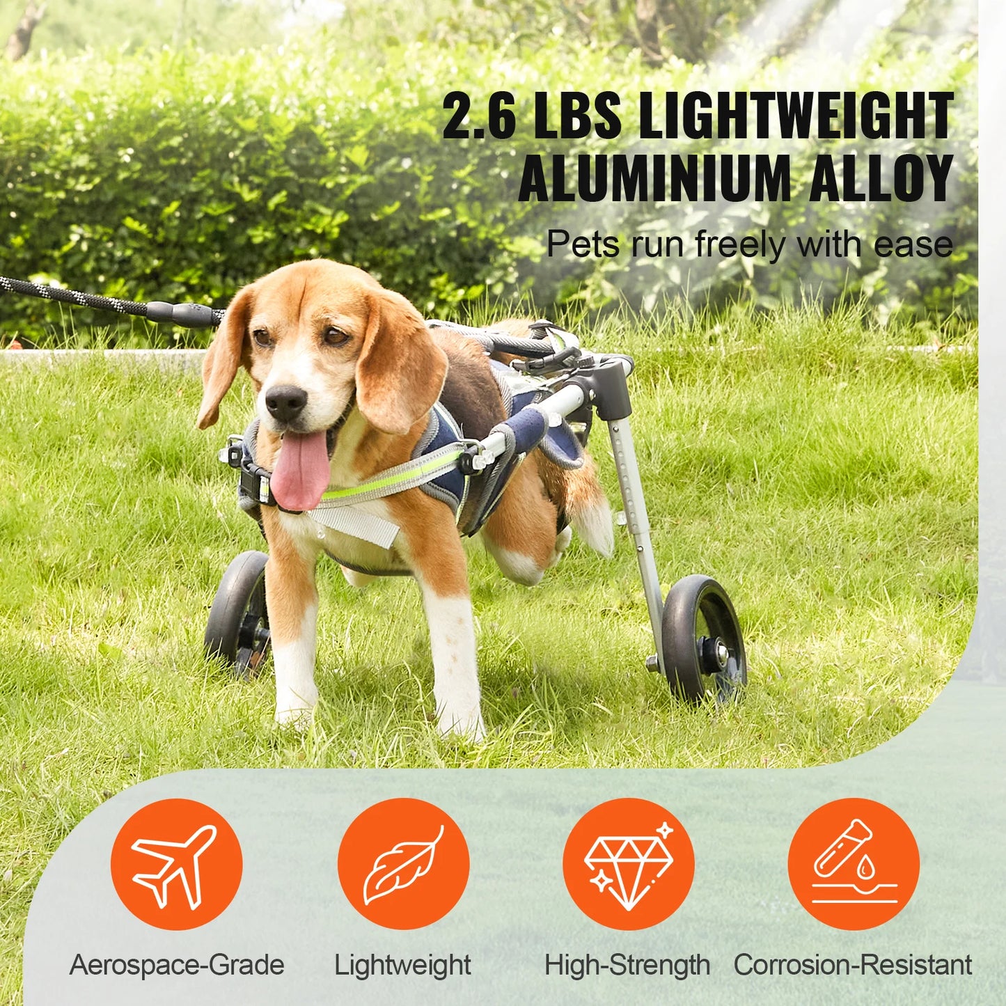 SucceBuy 2 Wheel Dog Wheelchair For Hind Legs Disabled Pets