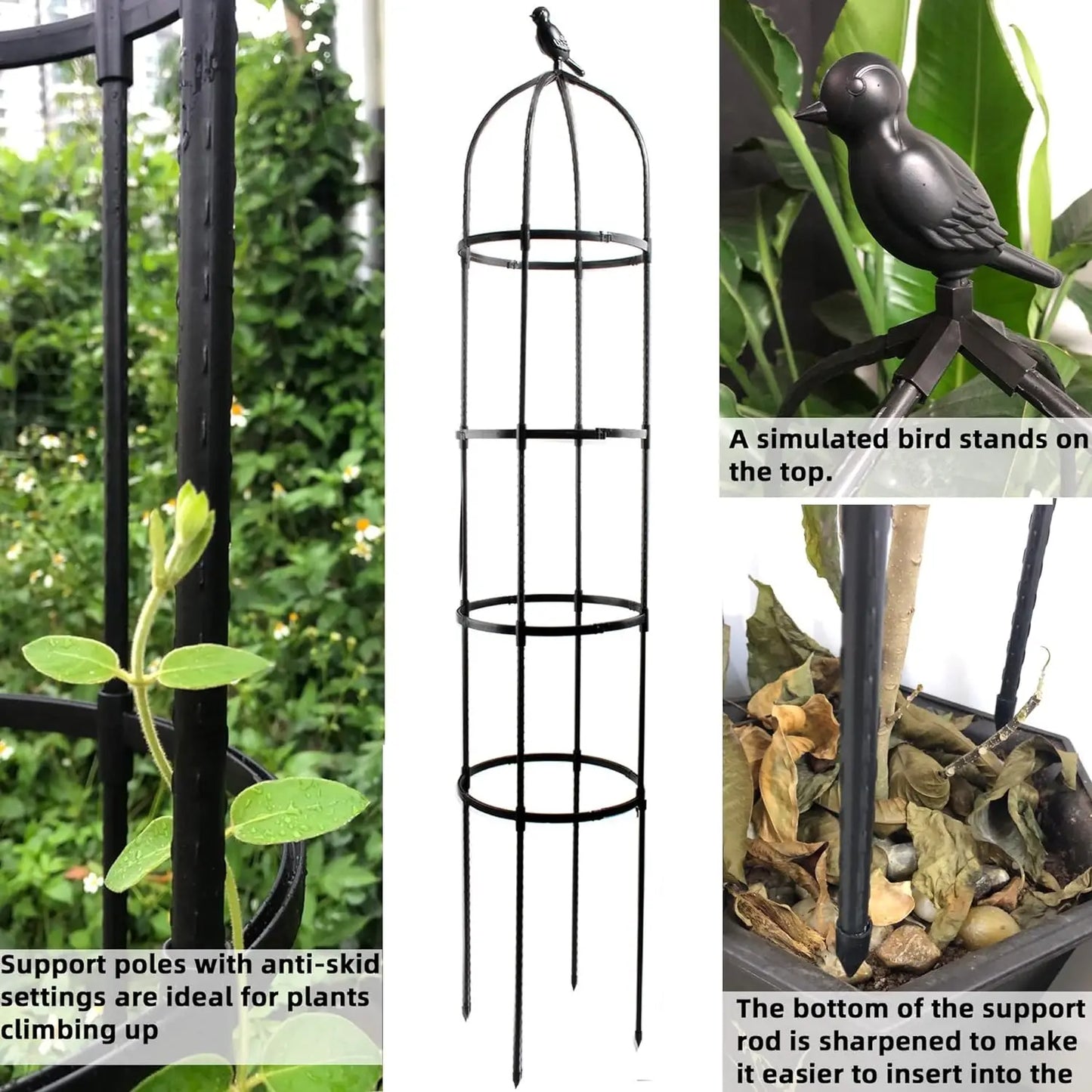 6ft Garden Obelisk Trellis for Climbing Plants in Black