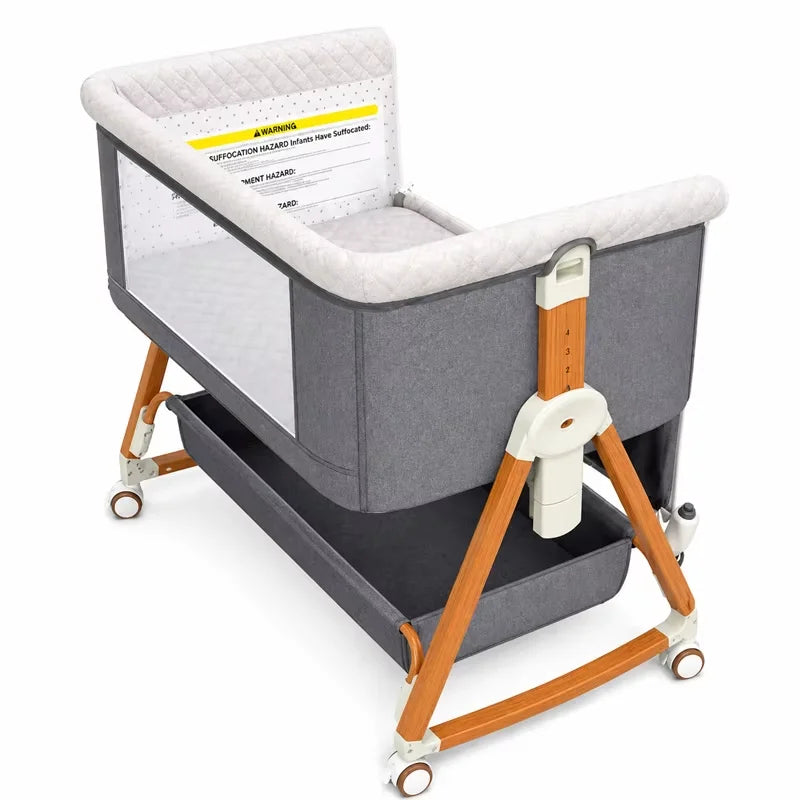 Baby Bassinet 3 in 1 Foldable Portable Bedside Crib Rocking