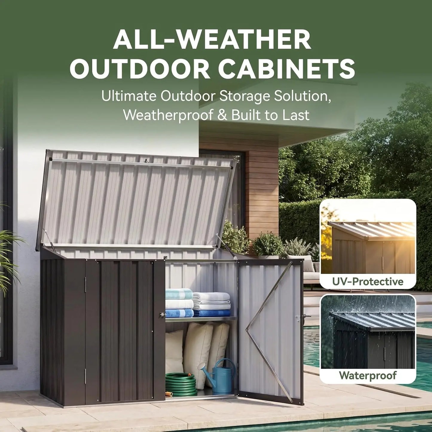 Nordivale All Weather Outdoor Storage Cabinet With Lockable Doors