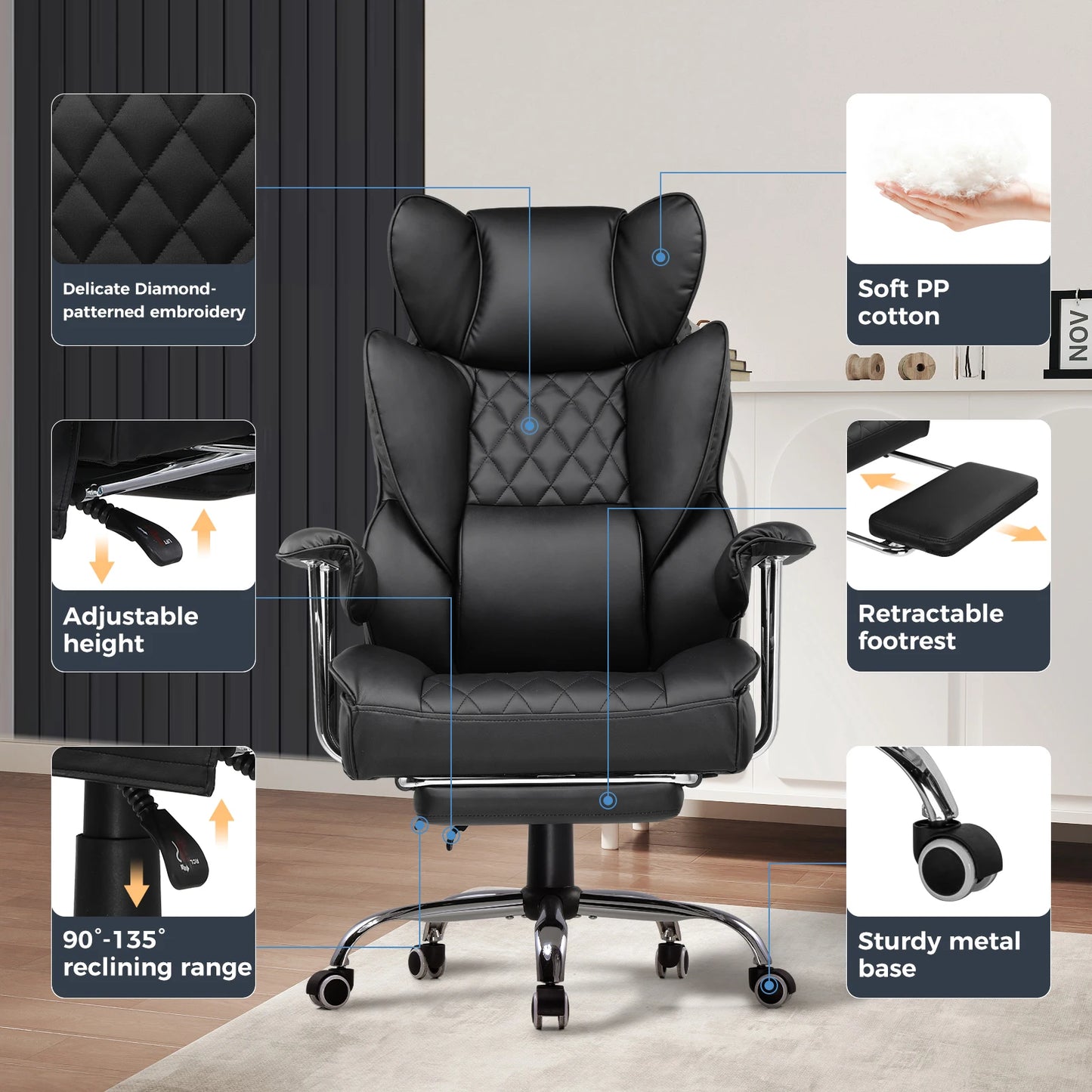 Big And Tall Gaming Chair With Pocket Spring Lumbar Support