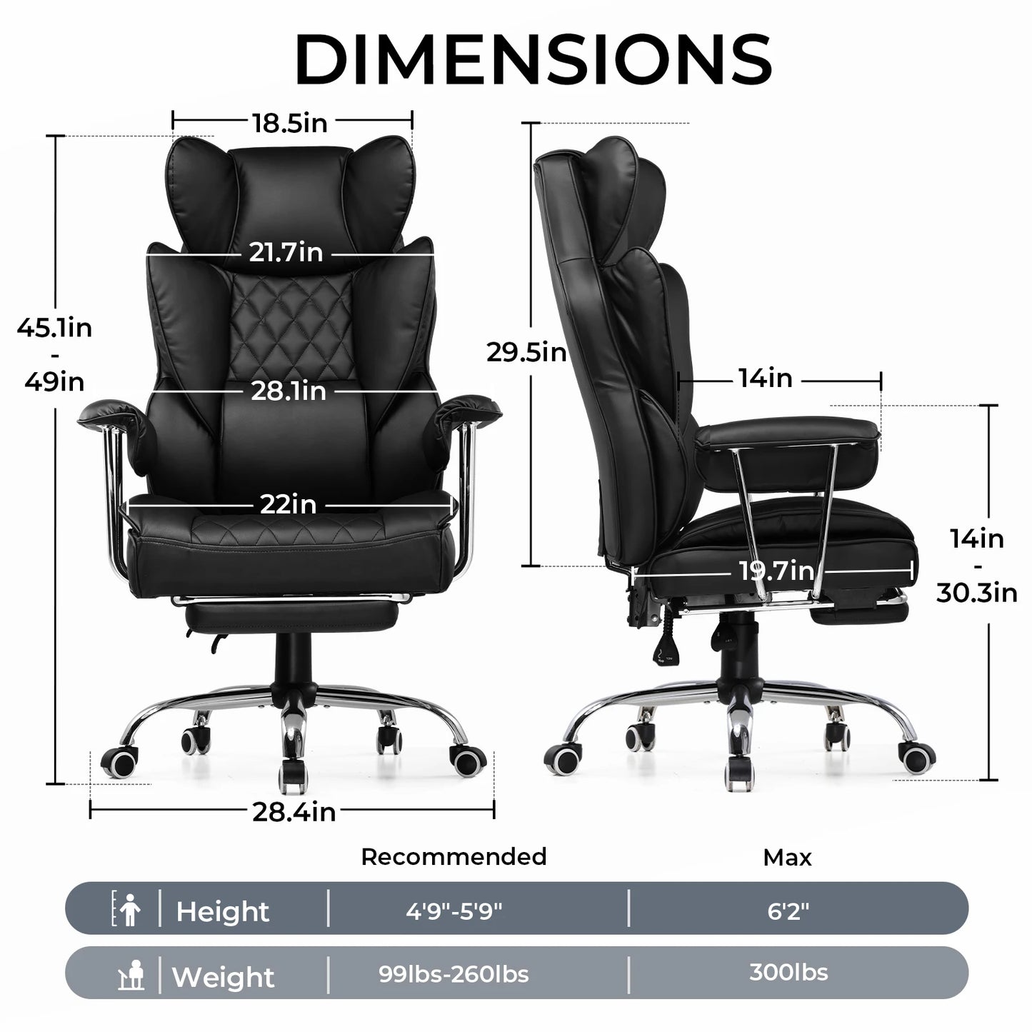 Big And Tall Gaming Chair With Pocket Spring Lumbar Support