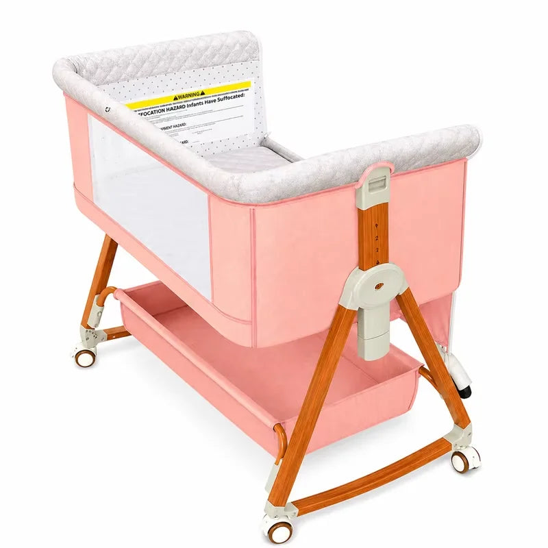 Baby Bassinet 3 in 1 Foldable Portable Bedside Crib Rocking