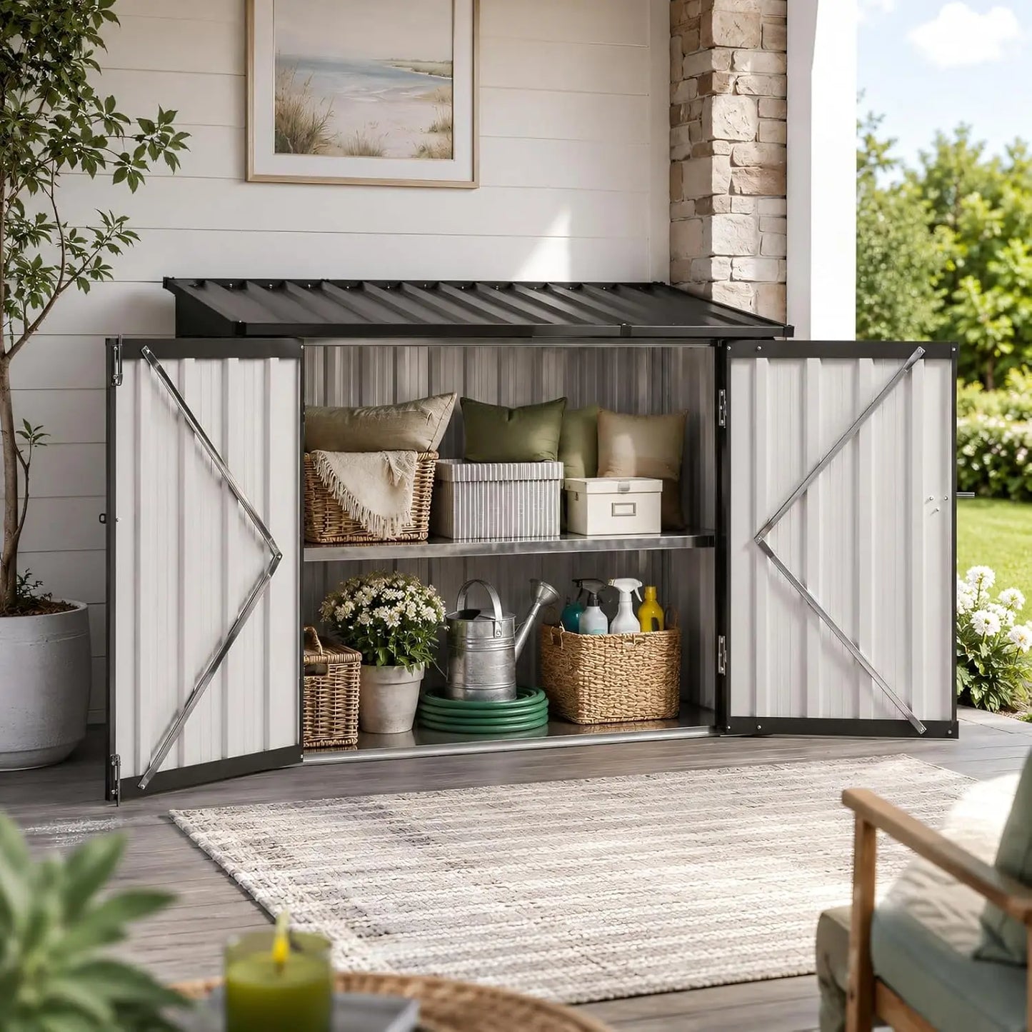 Nordivale All Weather Outdoor Storage Cabinet With Lockable Doors