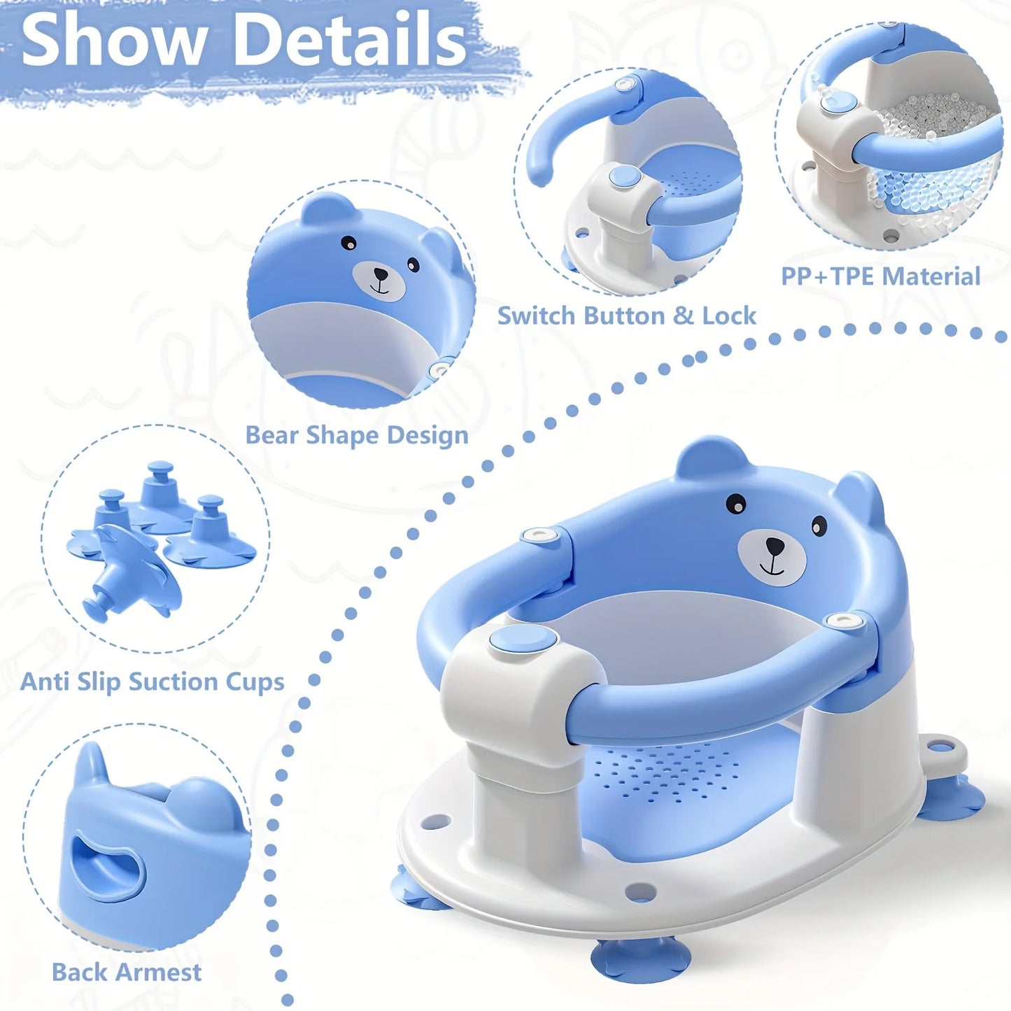 Infant Bath Seat Six Months And Up Non Slip Suction