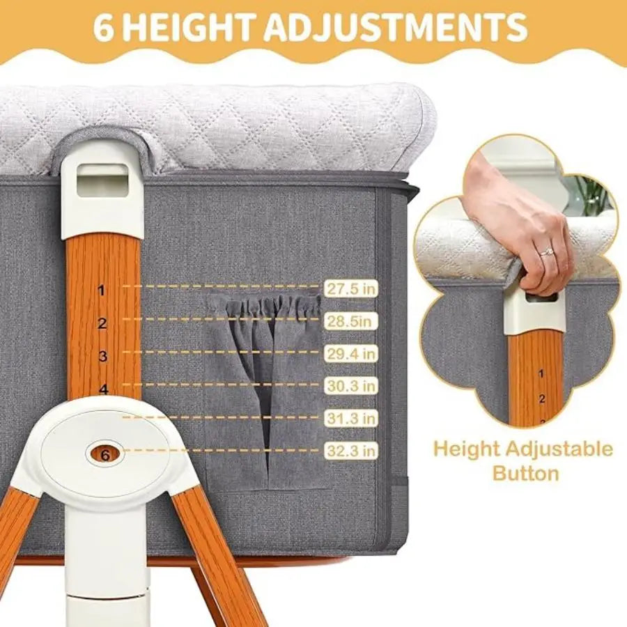 Baby Bassinet 3 in 1 Foldable Portable Bedside Crib Rocking