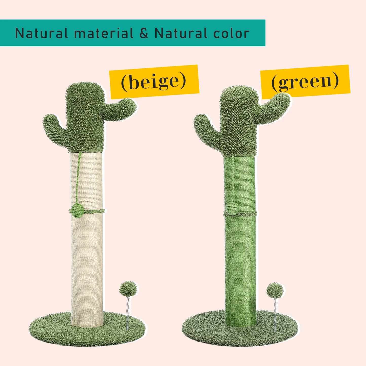 Cute Cactus Cat Tree Toy with Ball and Scratching Post