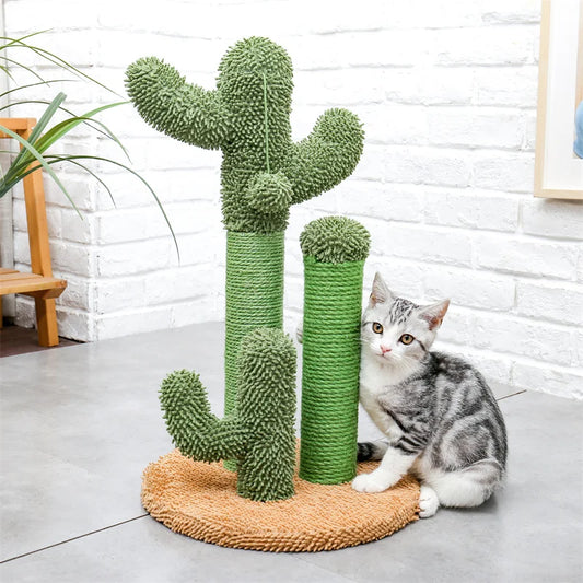 Cute Cactus Cat Tree Toy with Ball and Scratching Post