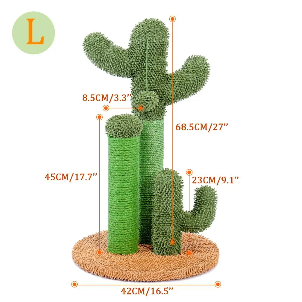 Cute Cactus Cat Tree Toy with Ball and Scratching Post