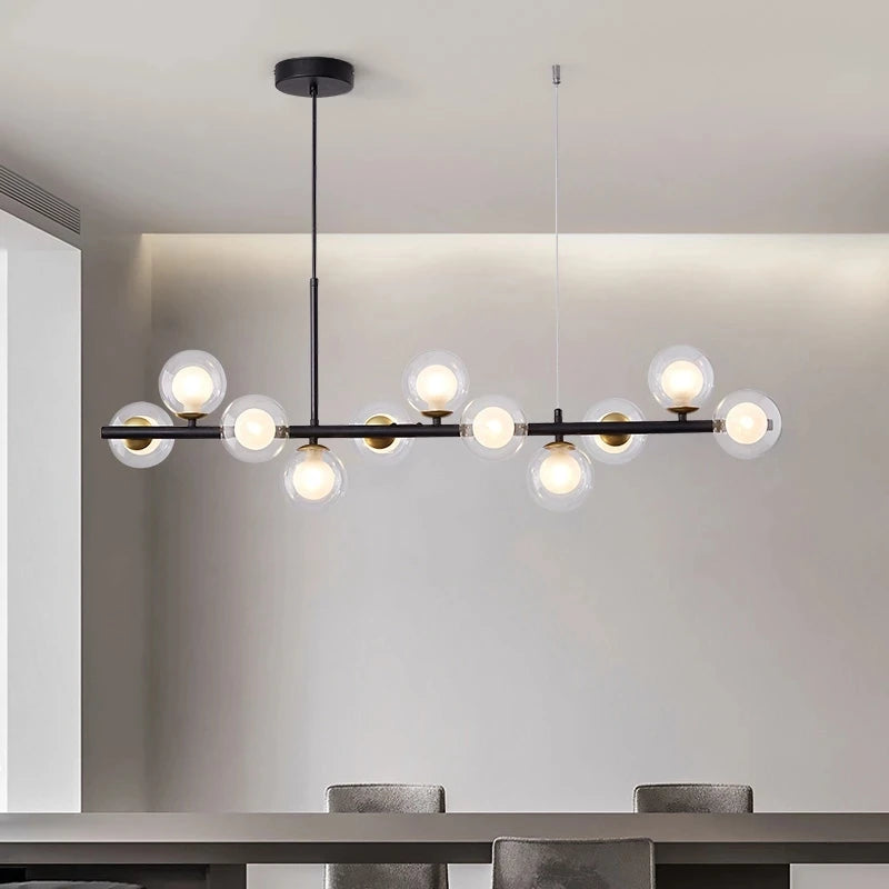 Nordic Modern LED Pendant Gold Glass Ball 11 Heads Lamp