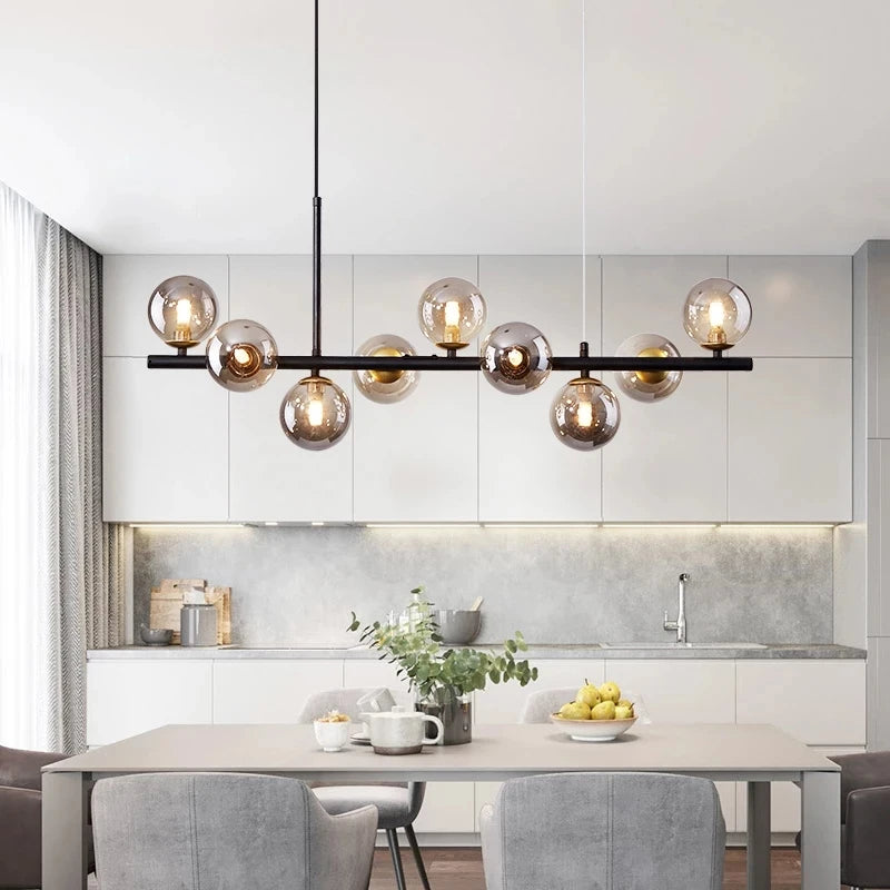 Nordic Modern LED Pendant Gold Glass Ball 11 Heads Lamp