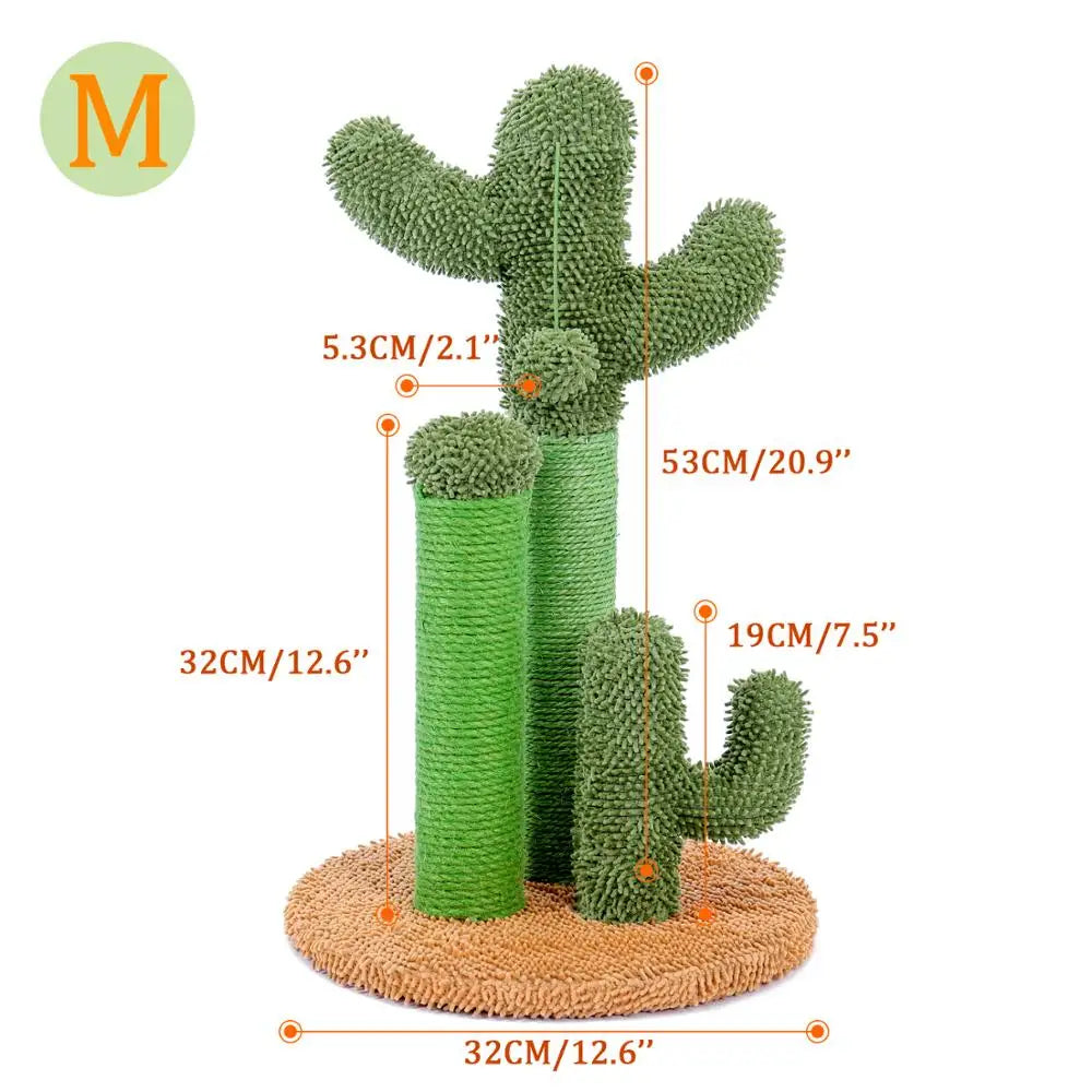Cute Cactus Cat Tree Toy with Ball and Scratching Post