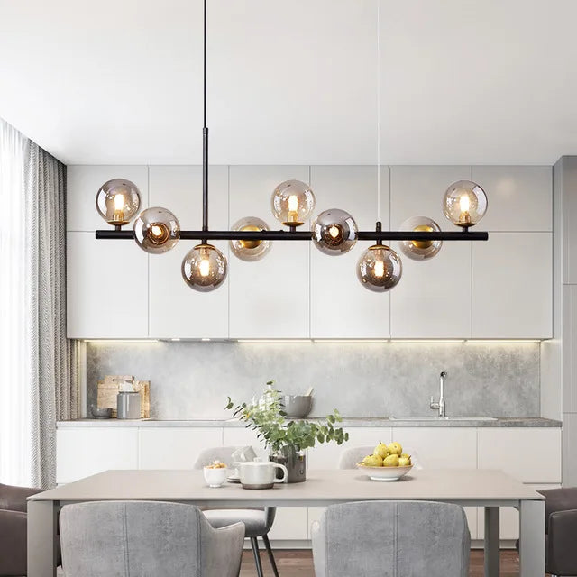 Nordic Modern LED Pendant Gold Glass Ball 11 Heads Lamp