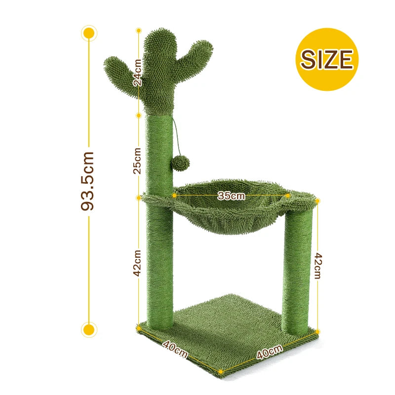 Cute Cactus Cat Tree Toy with Ball and Scratching Post